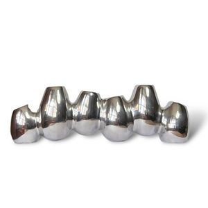 CRATE & BARREL Shiny Polished Chrome Metal 6 Hole Bud Vase 12' Long CB2